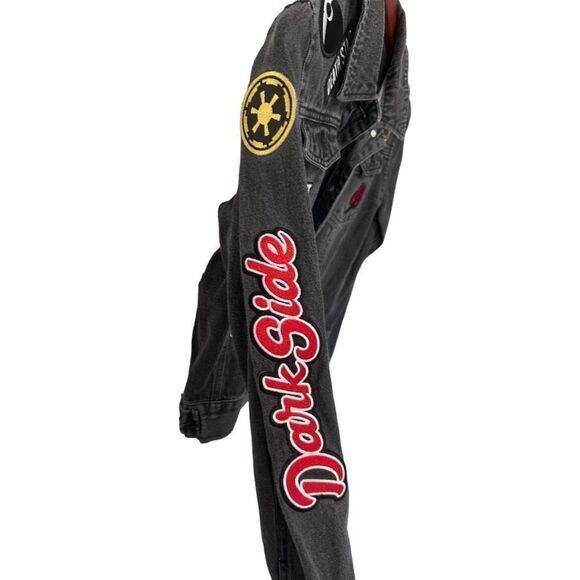We Love Fine by Goldie Star Wars Patchwork Denim Jacket Black Sith Darkside Smal - Picture 3 of 10